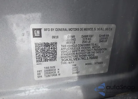 2019 GMC Terrain Slt from USA, damaged, VIN 3GKALVEV7KL176888